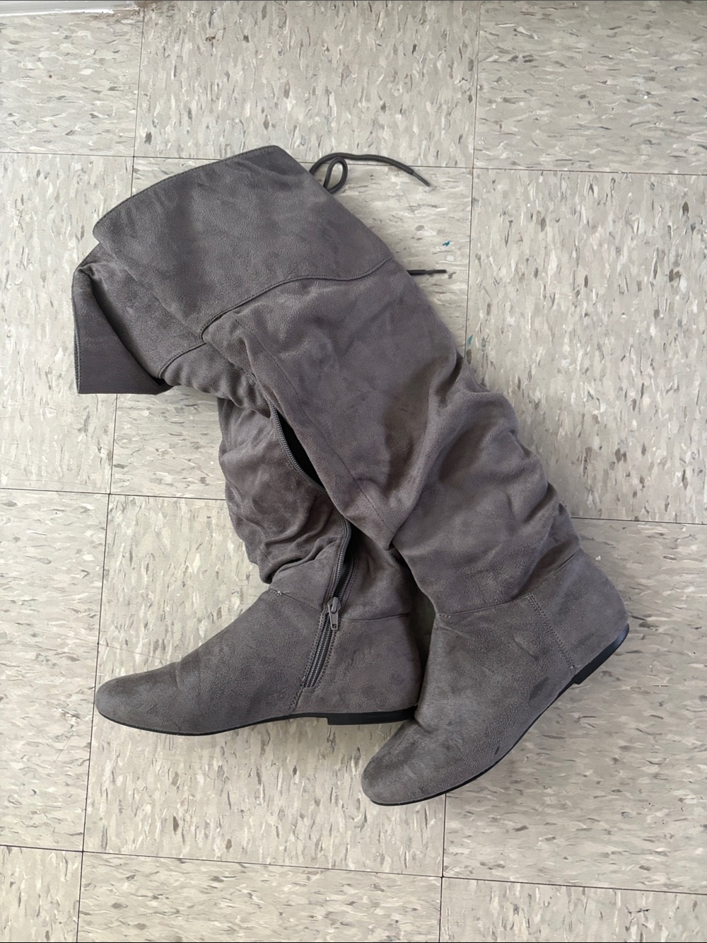 JustFab Gray Slouch Over-The-Knee Boots